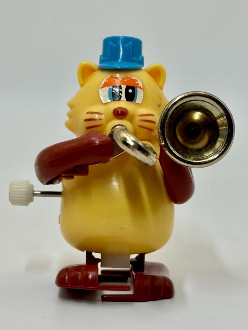 Tomy CAT TROMBONE Wind-Up Marching Toy Not So Grand Band Vintage Collectible 80s